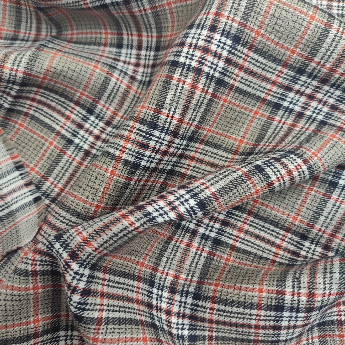 Premium Linen Gingham Fabric in brown black white | multicolor check T124
