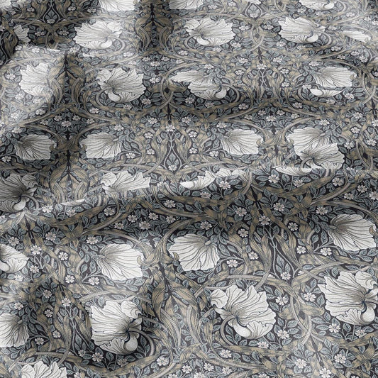 William Morris Pimpernel 100% LINEN Art and Crafts Fabric - Victorian flax fabric - British historical pattern grey green 2979GB