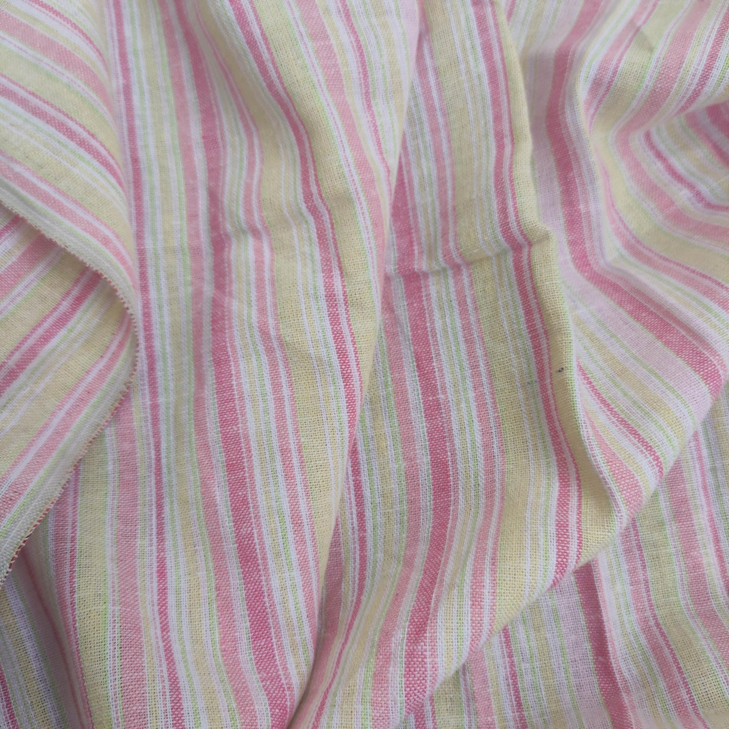 Premium Linen Fabric Santorini striped pink | Midweight multicolor stripes | fabric for home textile curtains tablecloth T137