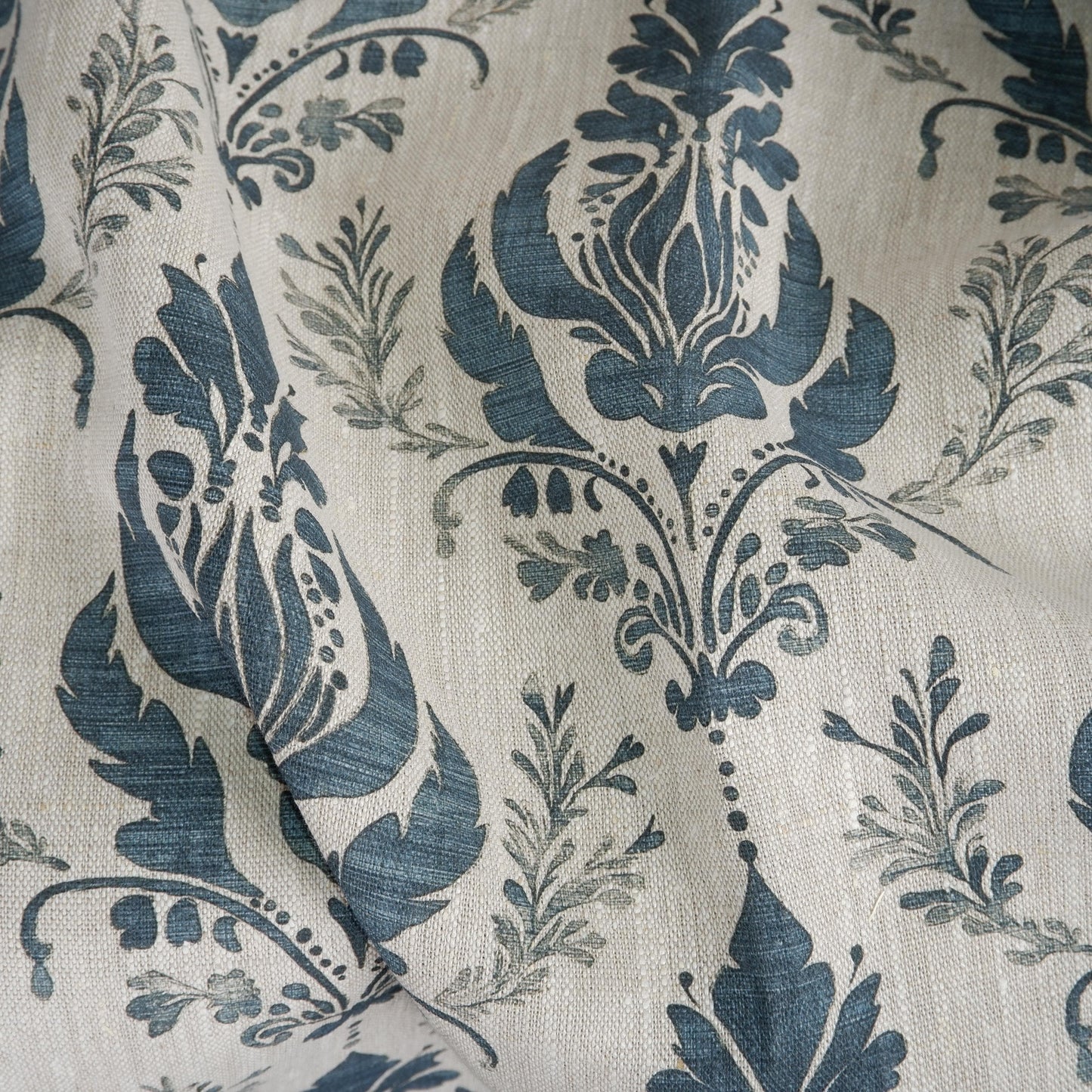 100% LINEN Fabric floral block print - Châteaucore Rustic French Charm print on oatmeal linen for upholstery curtains dress making 2001
