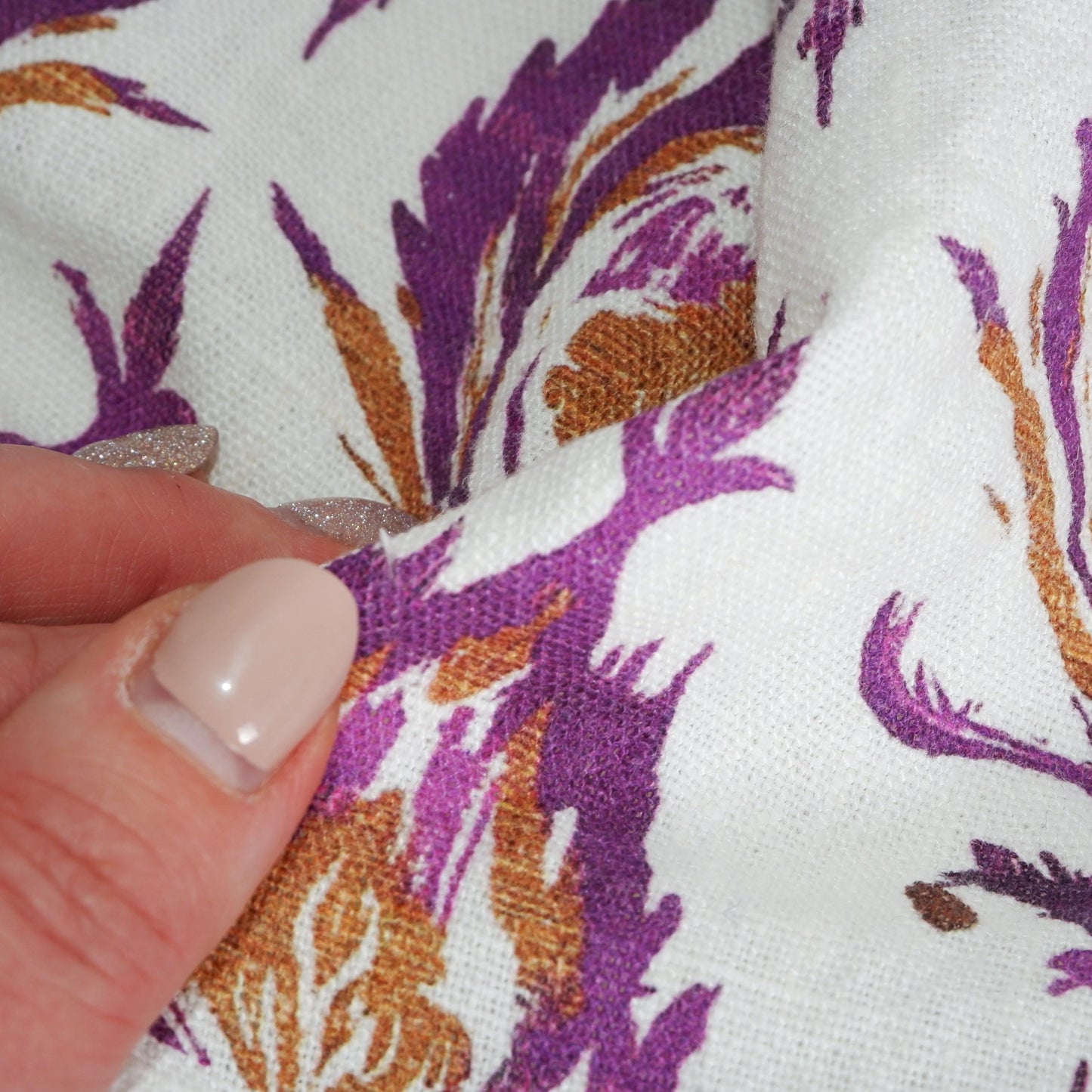 100% LINEN Fabric Abstract Wabi Sabi , purple ikat print on linen japandi wabisabi linen print