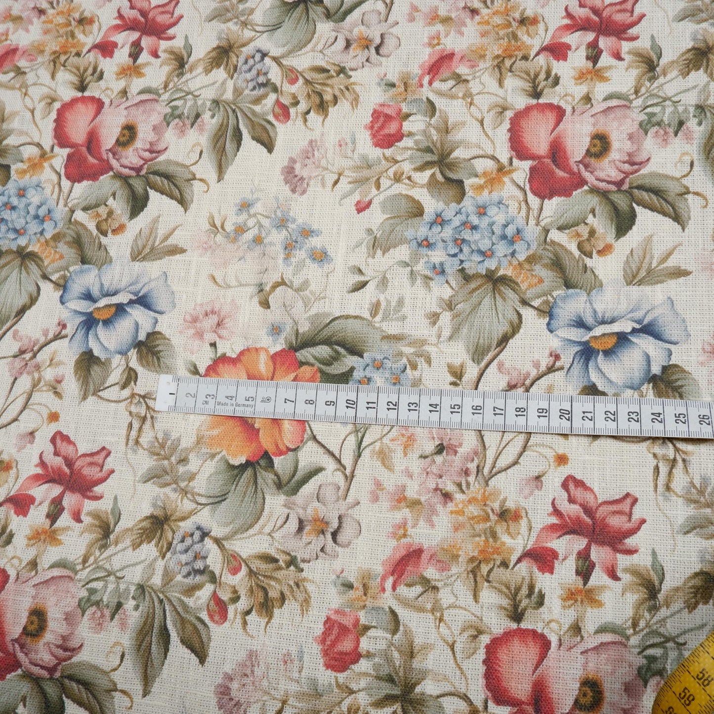 100% LINEN floral print French roses, white linen fabric with French provence print for upholstery home decor clothing