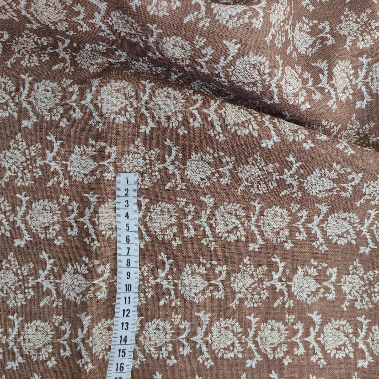 100% linen beige Block prints fabric for Curtain Upholstery Cushion Viburnum- Art deco flower print fabric for dress making sewing