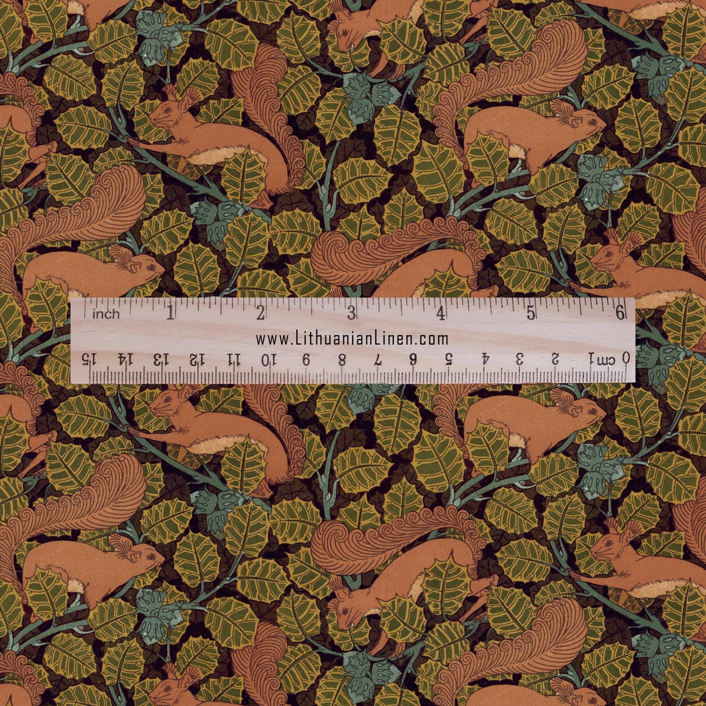 100% linen Vintage Squirrel fabric for Curtain Upholstery Cushion - brown print fabric for dress making sewing