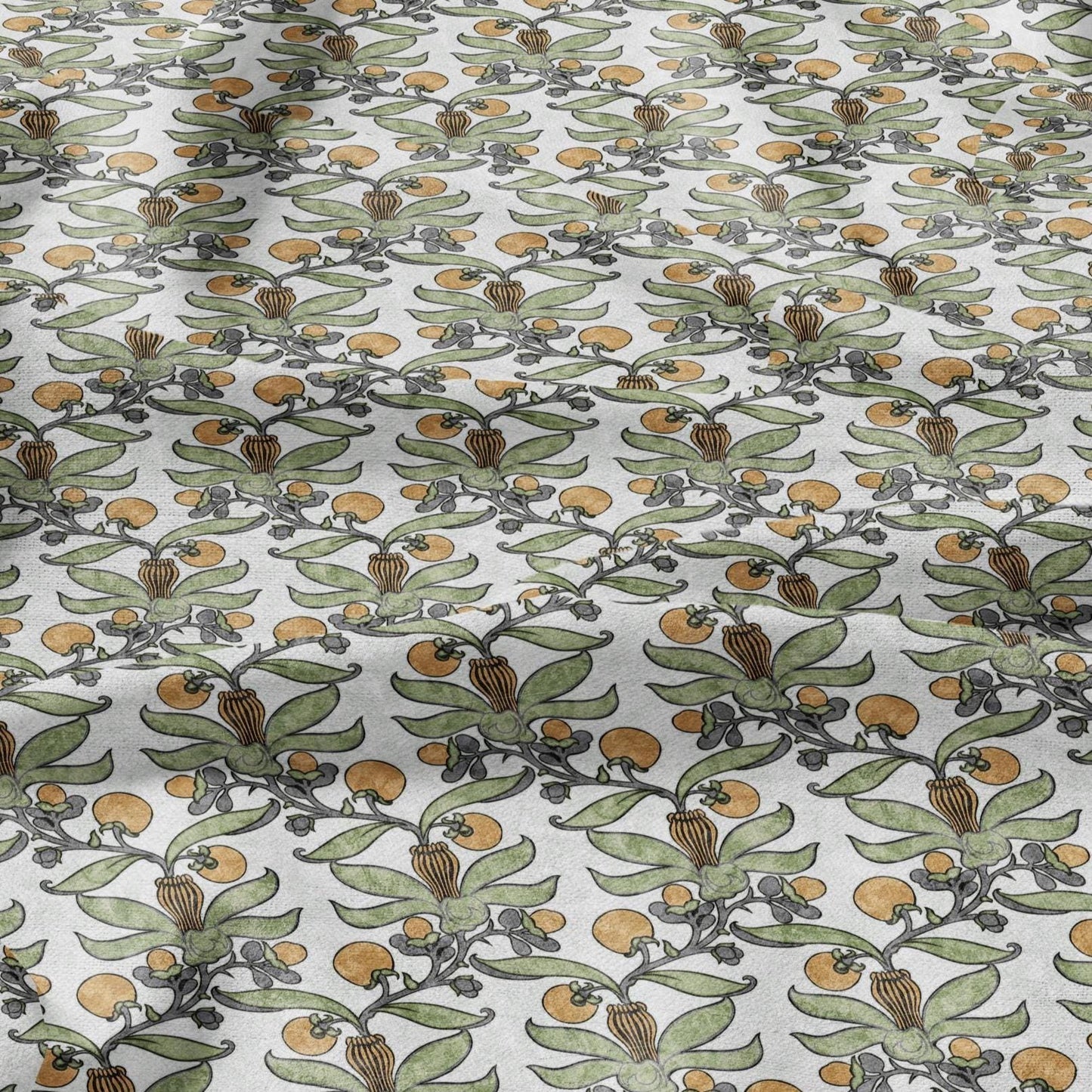 Passion fruit CFA Voysey print on 100% LINEN - Art Nouveau Art crafts linen Fabric - botanical Historical upholstery home textile