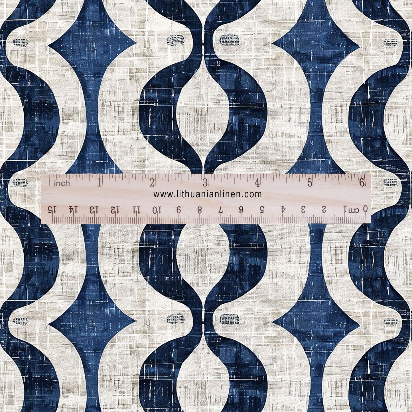 100% LINEN Fabric stripe squirl print linen - blue linen botanical fabric for upholstery home decor dress making