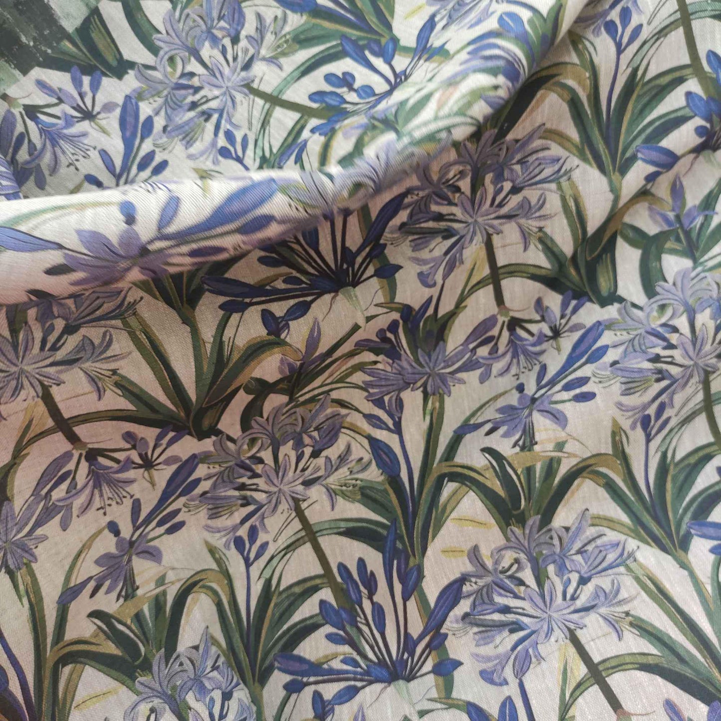 100% LINEN Fabric french blue green purple print on oatmeal natur linen, floral botanical linen fabric for upholstery 324