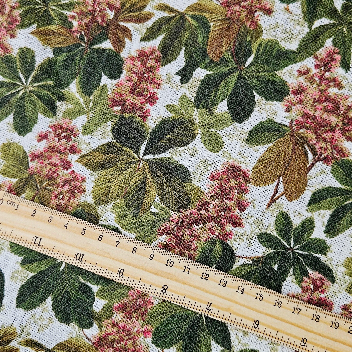 100% LINEN Fabric Chestnut tree print - French linen floral blossom - for upholstery heavy or medium for dressmaking 2644