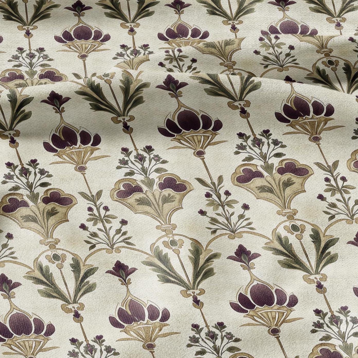 100% LINEN Fabric queen Victoria print linen - regency linen botanical fabric for upholstery home decor dress making