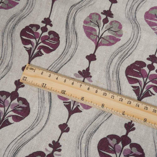 100% LINEN Fabric Waves stripe red - Modern vintage print on oatmeal linen for home decor sewing dress clothing 2939