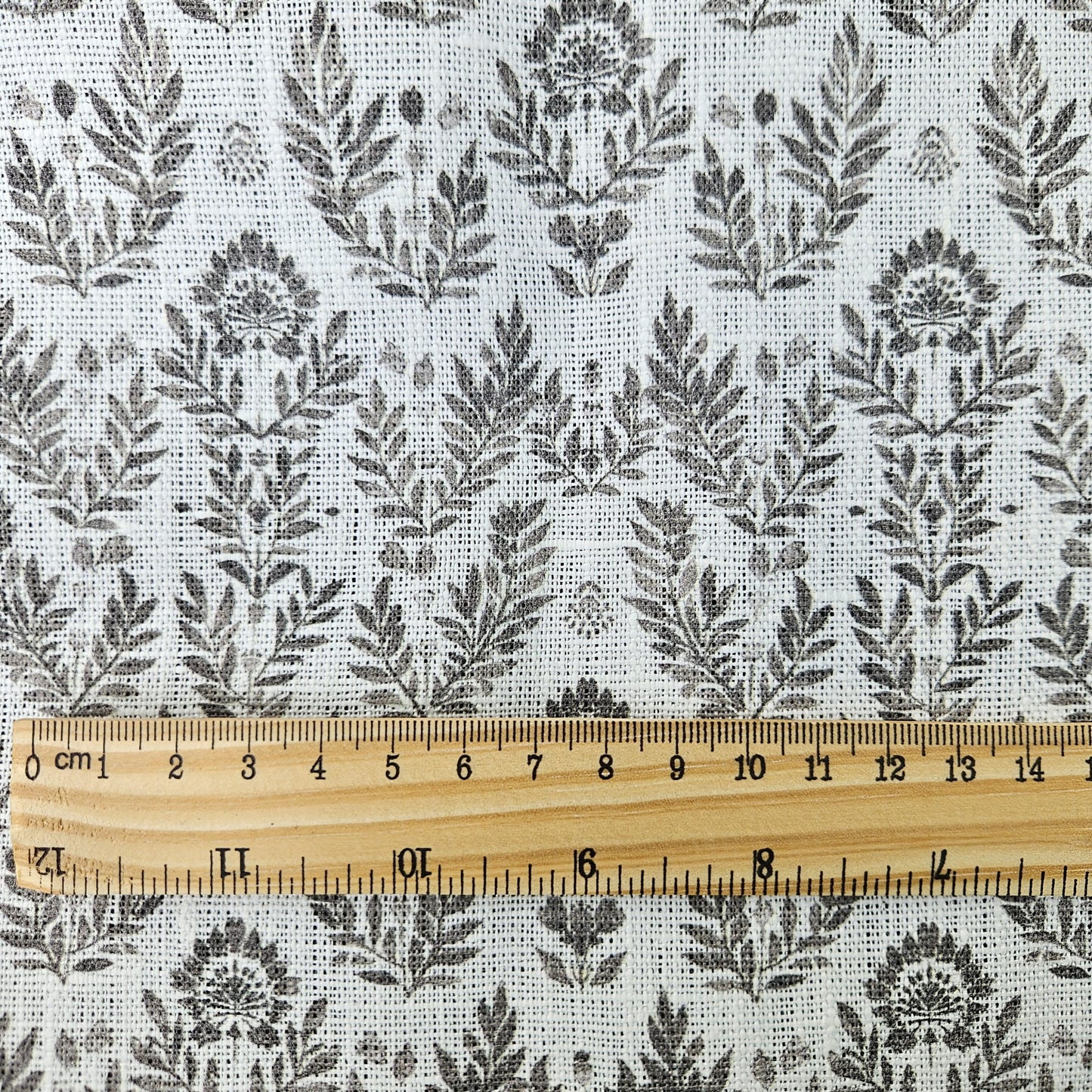 100% LINEN Fabric block print grey white - heavy linen fabric for upholstery home decor or medium for clothing 368W