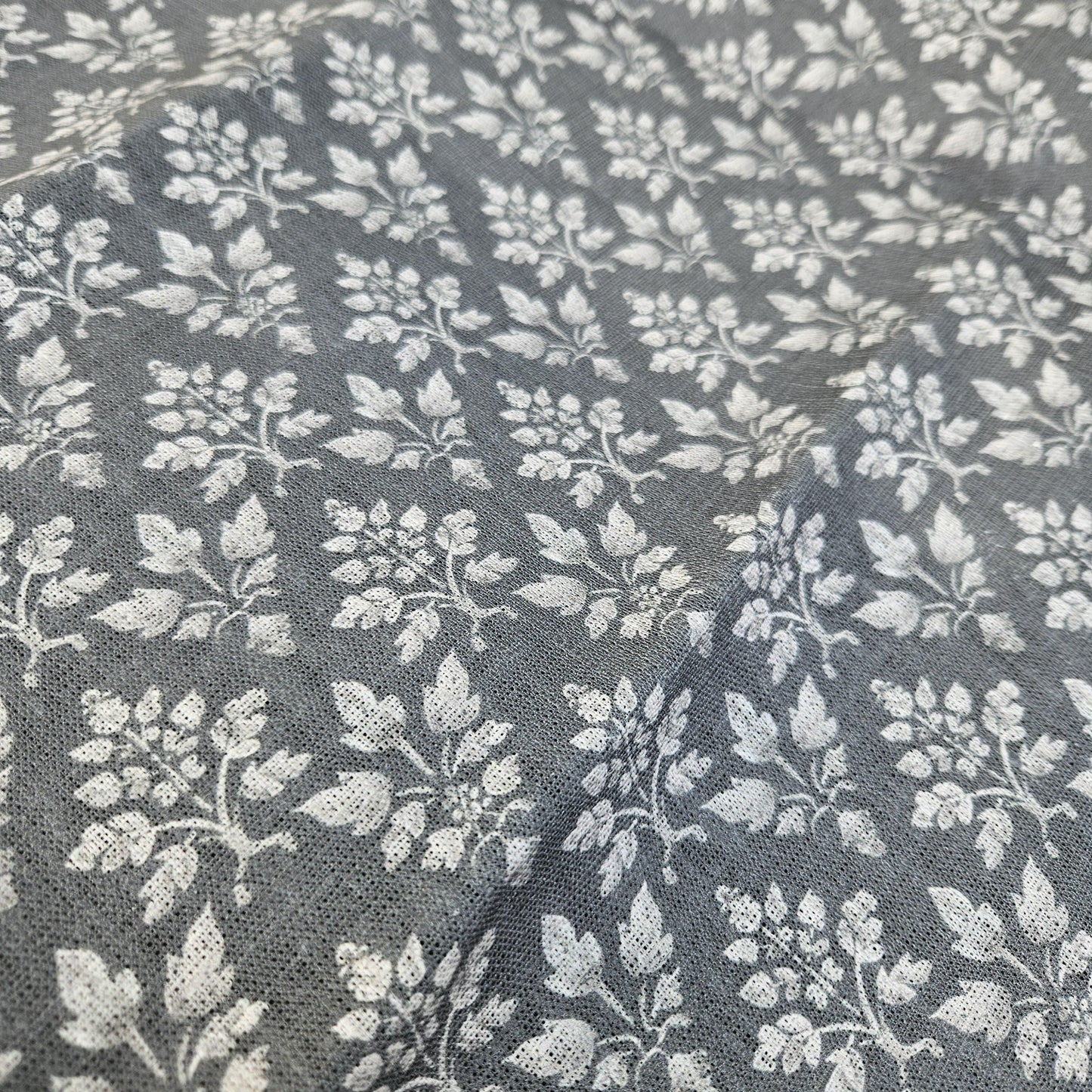 100% LINEN Fabric block print grey - heavy linen fabric for upholstery home decor or medium for clothing 2560