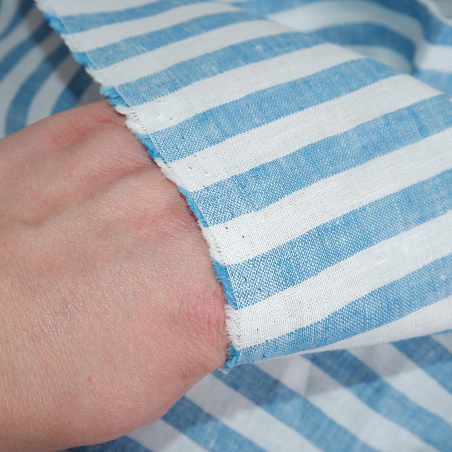 Premium Linen striped Fabric in blue white neutral linen | Flag stripe Medium weight ink blue white stripes home textile vintage heritage