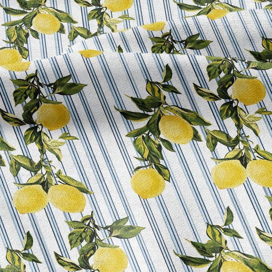 100% LINEN Fabric with lemon stripe pattern - linen fabric for upholstery home decor dressmaking clothing sewing LithuanianLinen