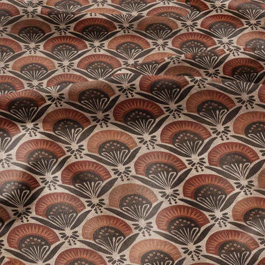 100% LINEN Fabric Retro - 2825 - Brown beige print linen heavy for upholstery home decor - medium for dress making