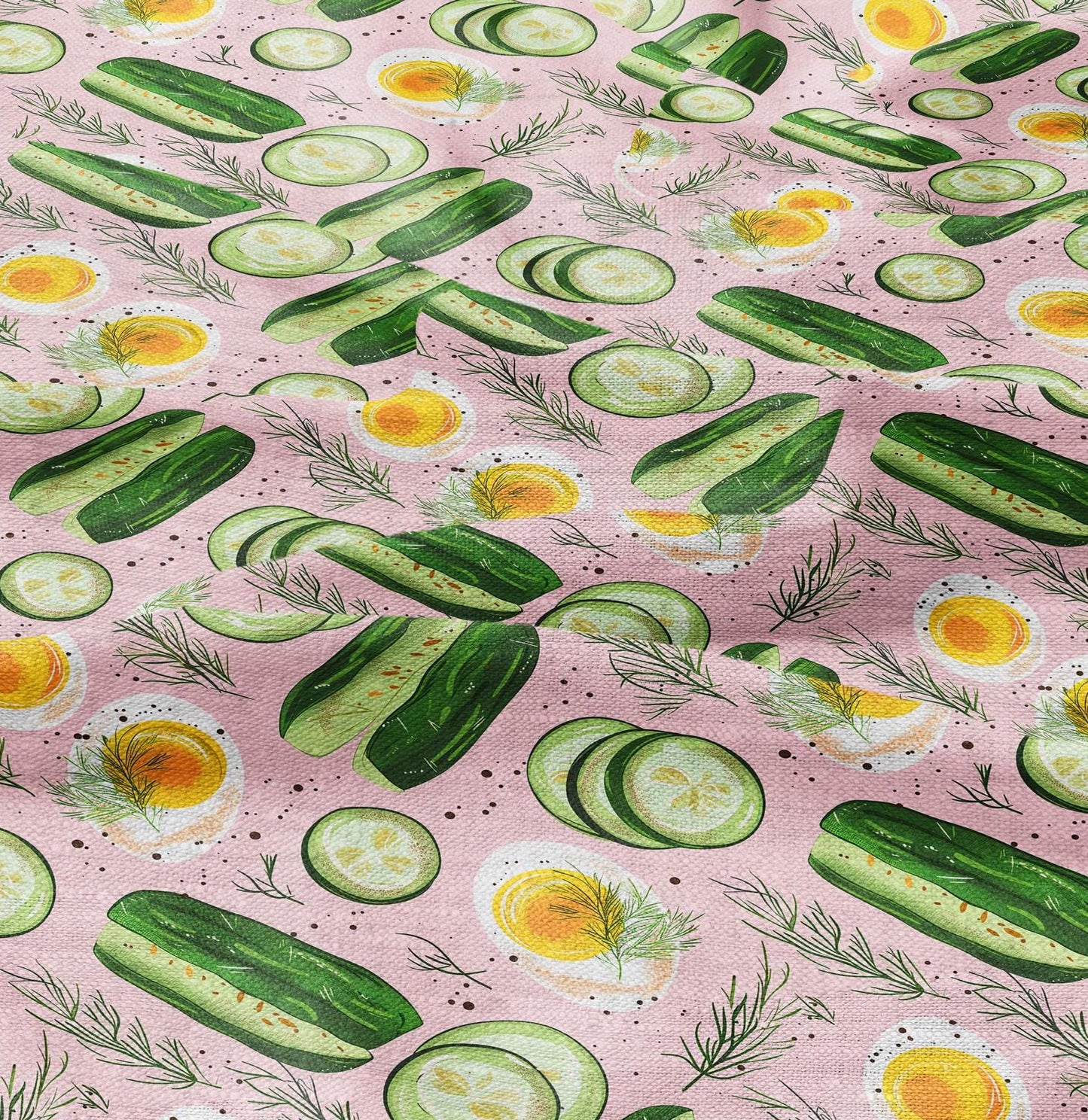 100% LINEN Fabric floral with Lithuania pink soup print - linen fabric cucumber egg dill print upholstery home decor curtains pillowcases