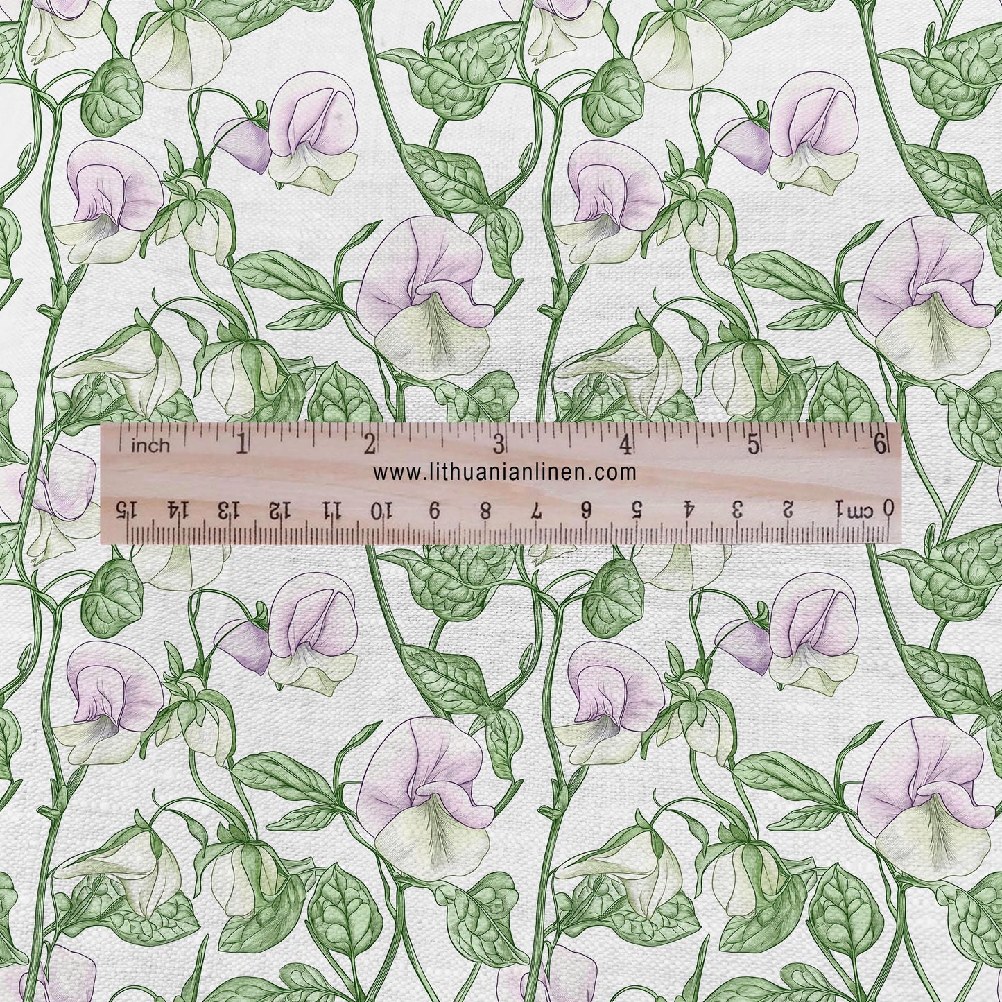 100% LINEN Sweet PEA Art and Crafts Fabric - flax linen fabric botanical floral for cushion curtains dress making