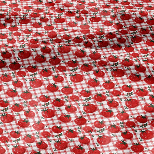 100% LINEN Fabric Tomato white red green floral print - modern vintage vegetable fabric for upholstery or home decor 2944