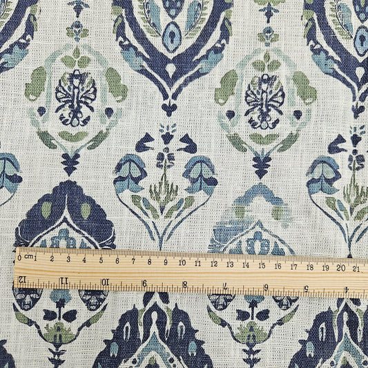 100% LINEN Fabric Indian block print - regency linen abstract fabric for upholstery home decor dress making 2098