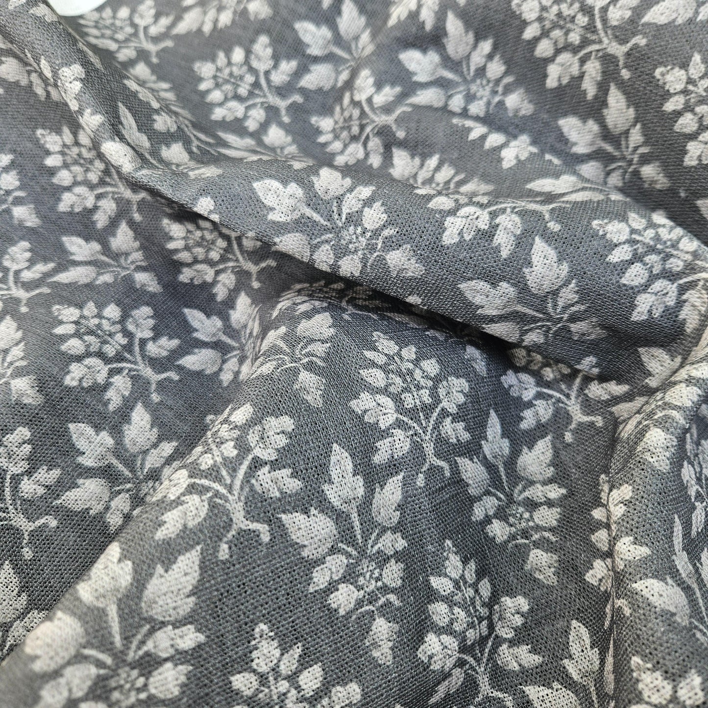 100% LINEN Fabric block print grey - heavy linen fabric for upholstery home decor or medium for clothing 2560