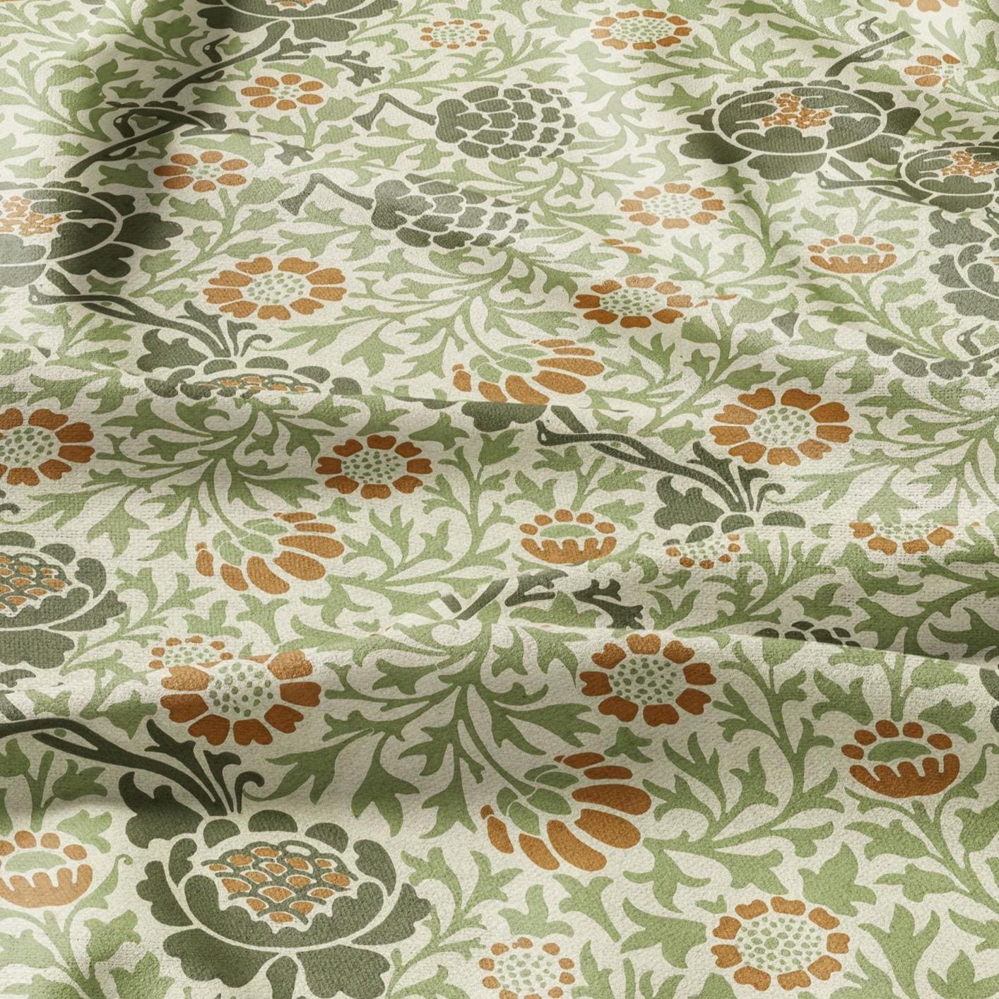 William Morris Beige tapestry print on 100% LINEN fabric - Victorian Art and crafts Linen fabric botanical Historical pattern 2118