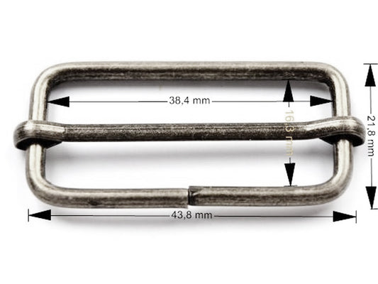 Adjuster Buckle width 38 mm - silver color