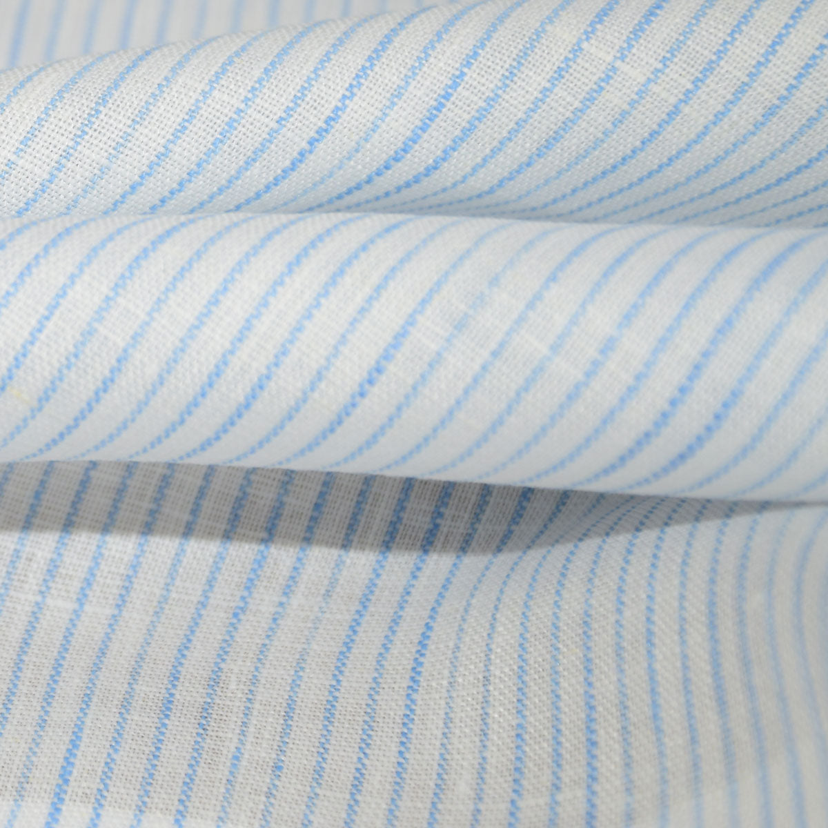 Finest light linen fabric- pinstripes white blue - 464L