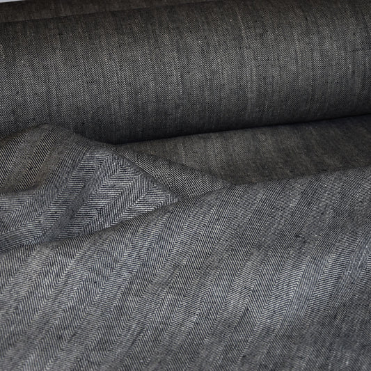 Broken twill black - 100% linen fabric - 466H