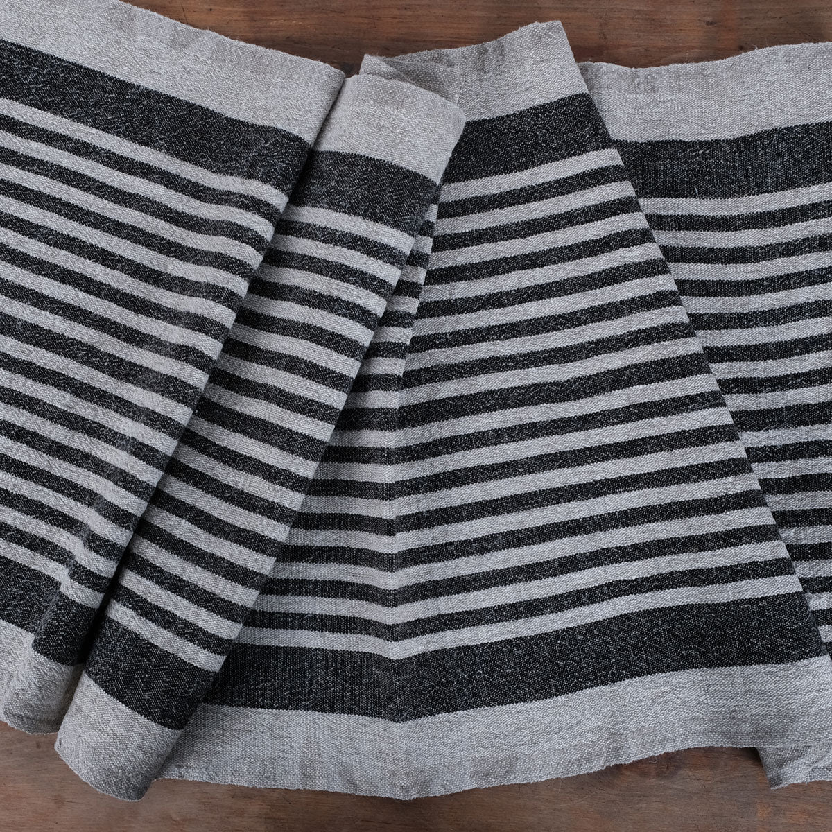 Black natur - sack weave - linen fabric - Provence - 474A