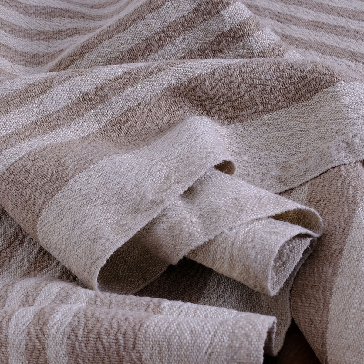 Brown natur - sack weave - linen fabric - Provence - 479A