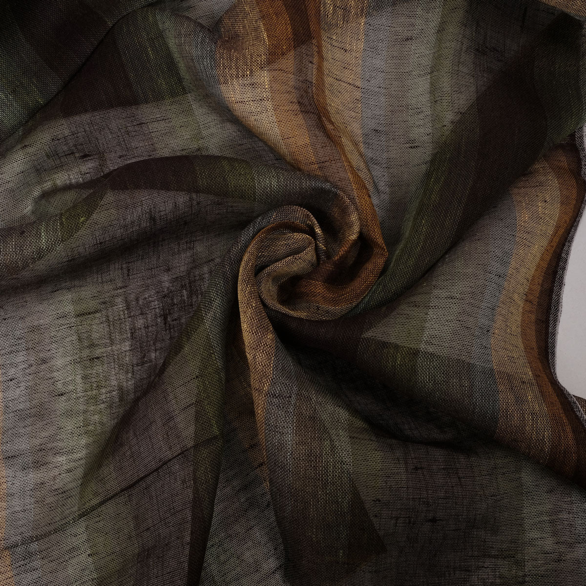 Sheer linen fabric - striped brown - 803SH