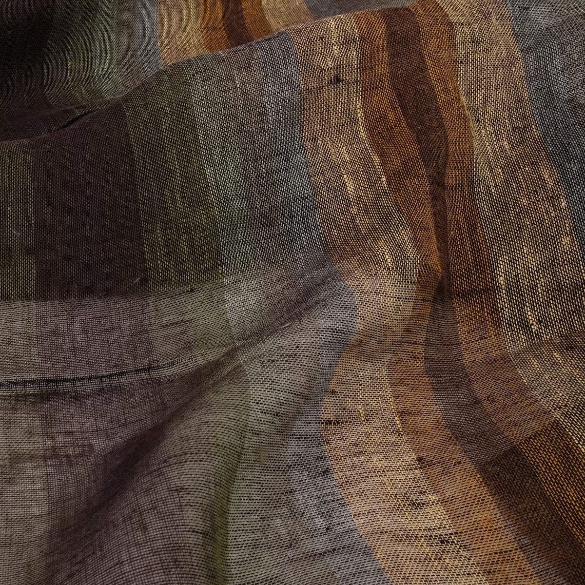 Sheer linen fabric - striped brown - 803SH