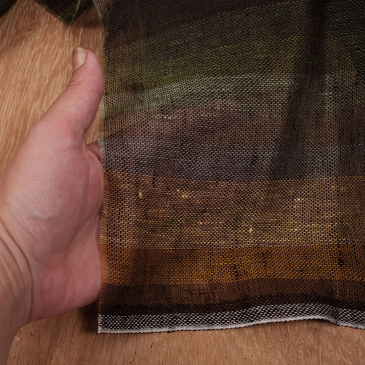 Sheer linen fabric - striped brown - 803SH