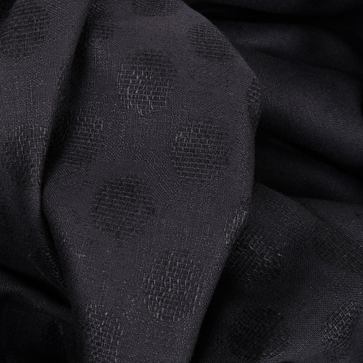 Polka dots black - linen fabric - 902H