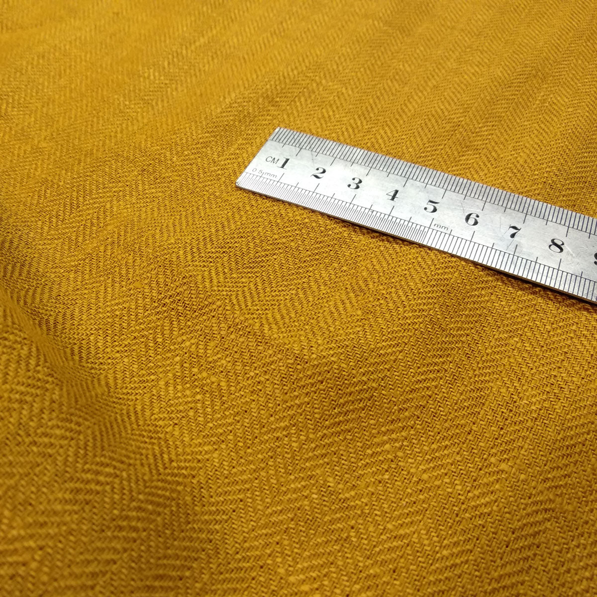Herringbone - mustard yellow - 100% linen fabric - 283M