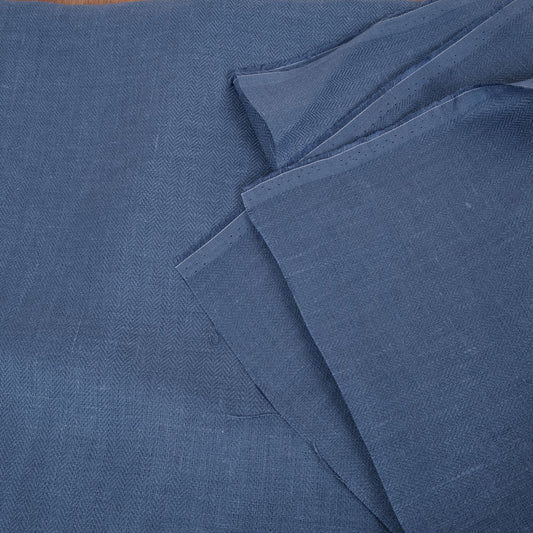 Herringbone blue - 100% linen fabric - 788H