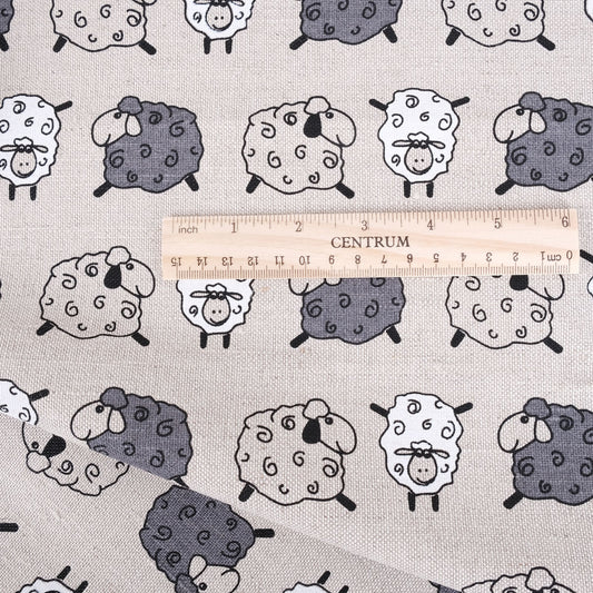 Sheep print - Linen cotton blended fabric - 978P