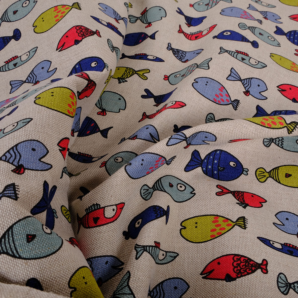 Fish print - Linen cotton blended fabric - 086P