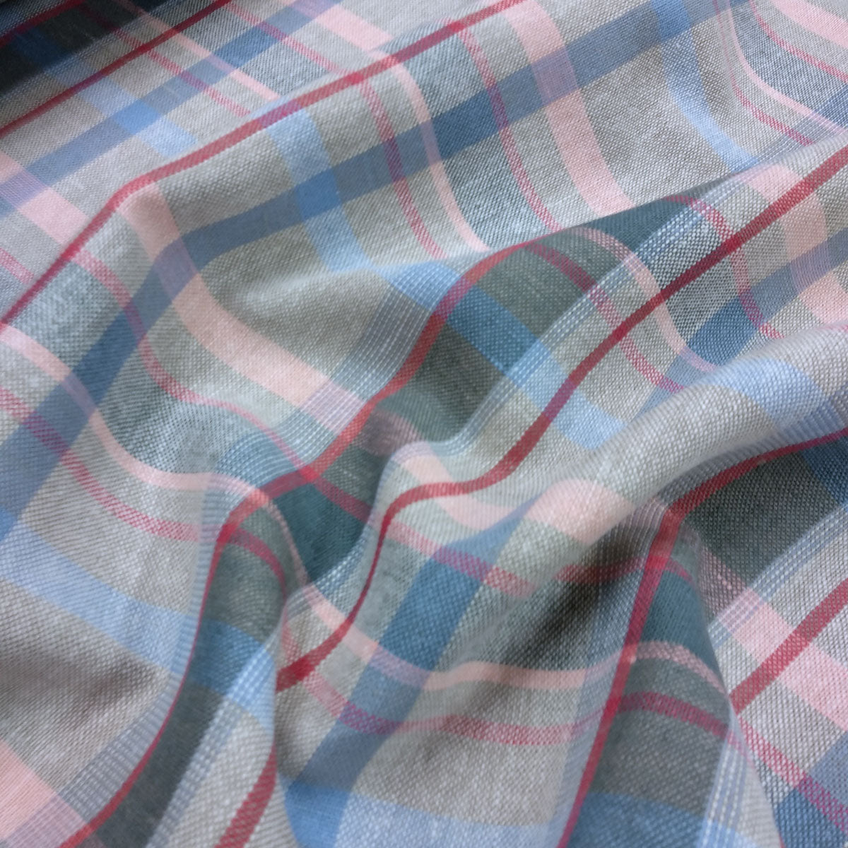 Tartain - blue grey bordo - linen fabric - 284M
