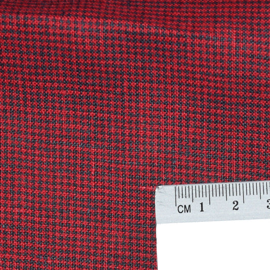 Houndstooth red - linen fabric - 462L