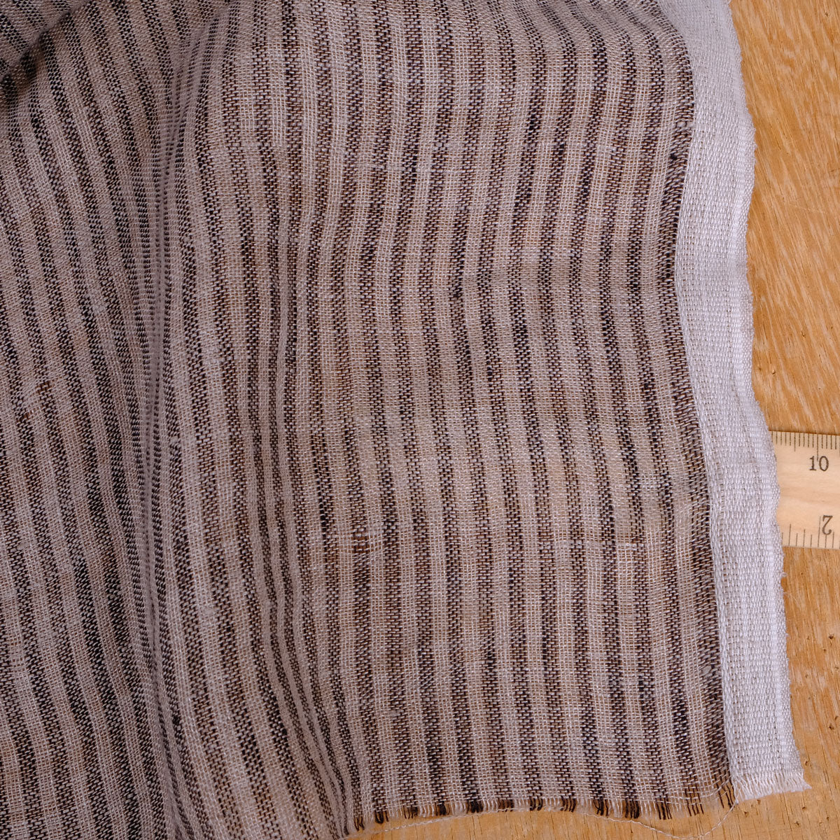 Sheer linen fabric - grey black striped - 495L