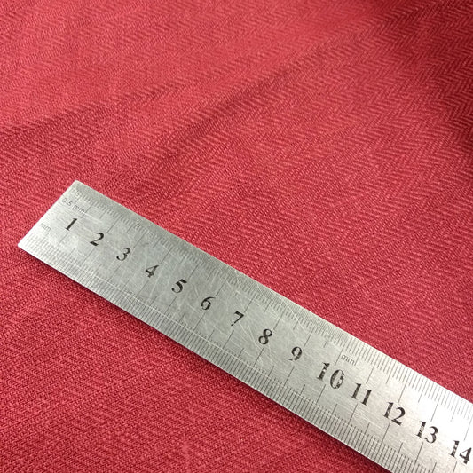 Herringbone - red - linen fabric - 091M
