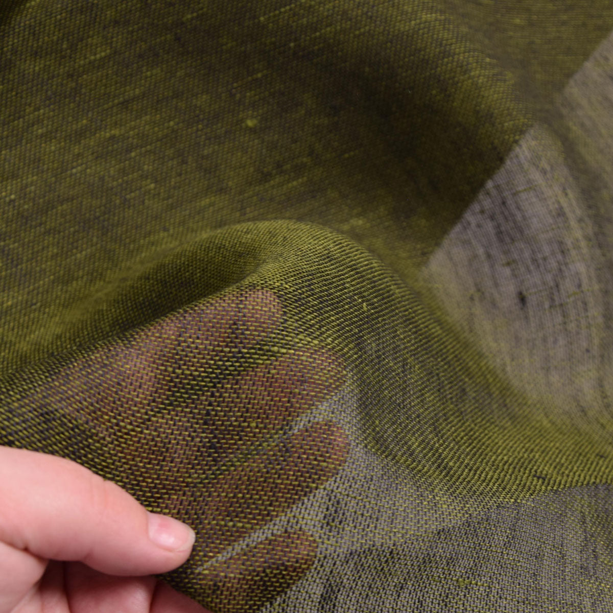 Sheer gauze - linen fabric - olive green - 929SH