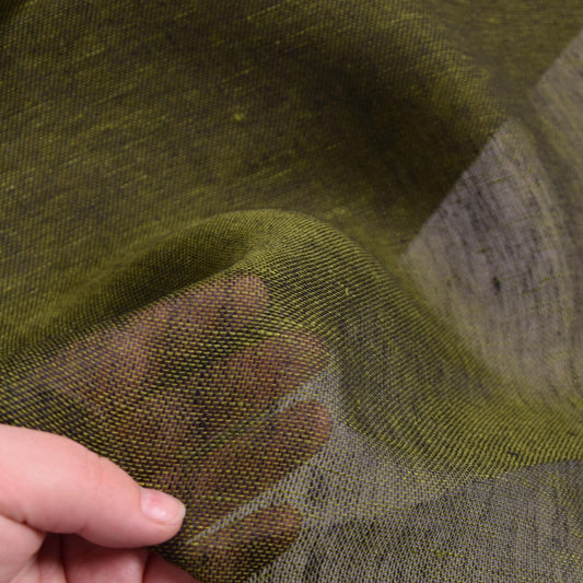 Sheer gauze - linen fabric - olive green - 929SH