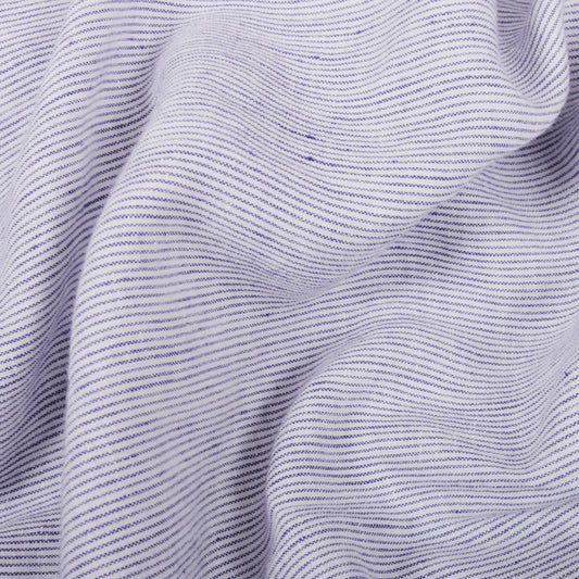 Mini stripes - blue white - linen fabric - 272P