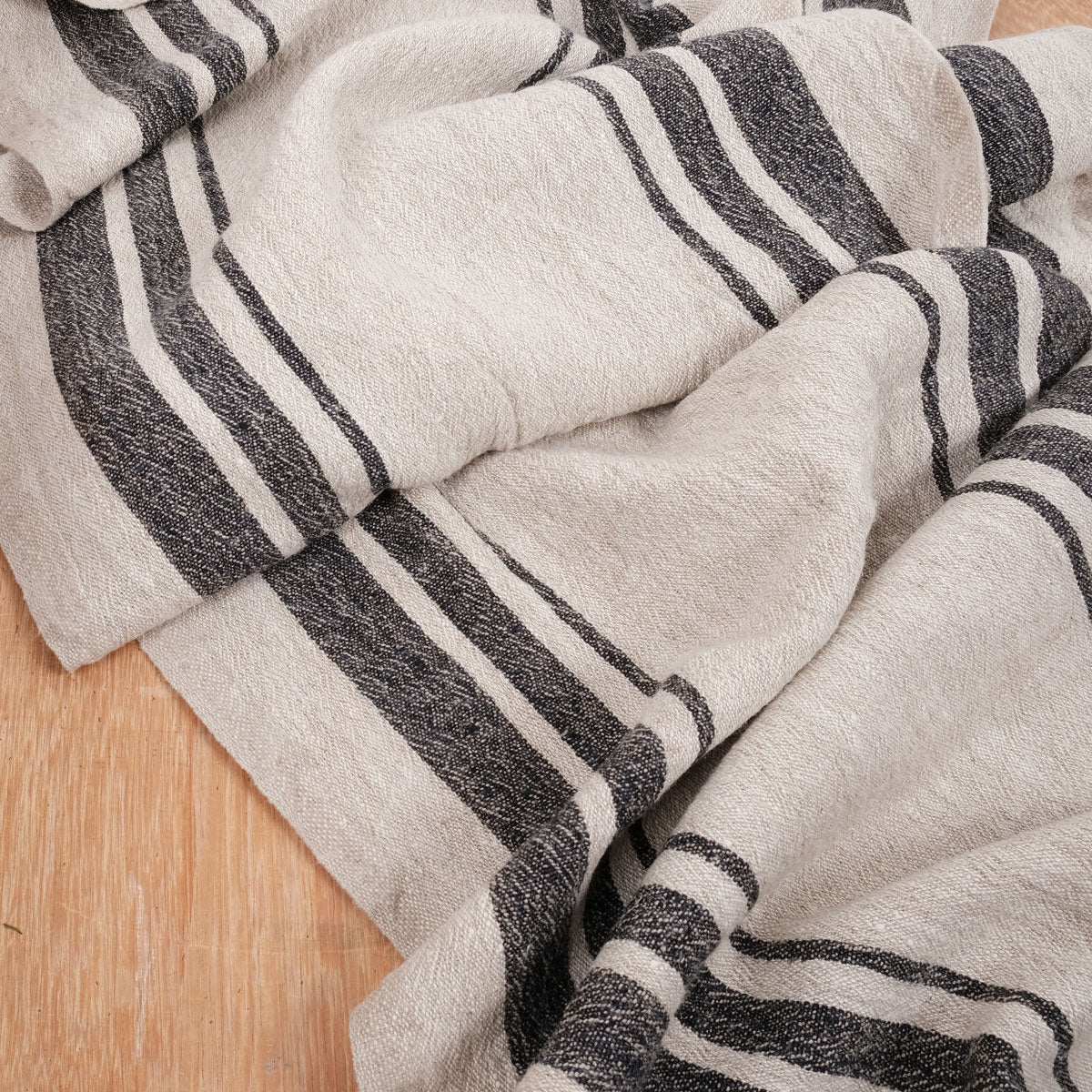 Black natur - sack weave linen fabric - Grainsack - extra heavy 488A
