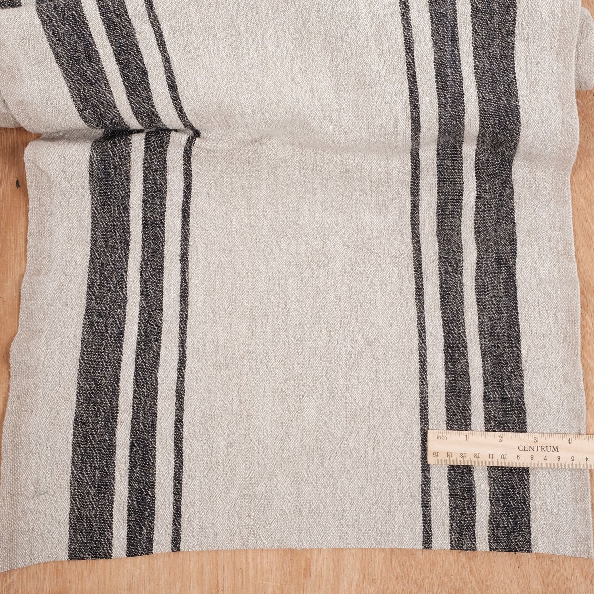 Black natur - sack weave linen fabric - Grainsack - extra heavy 488A