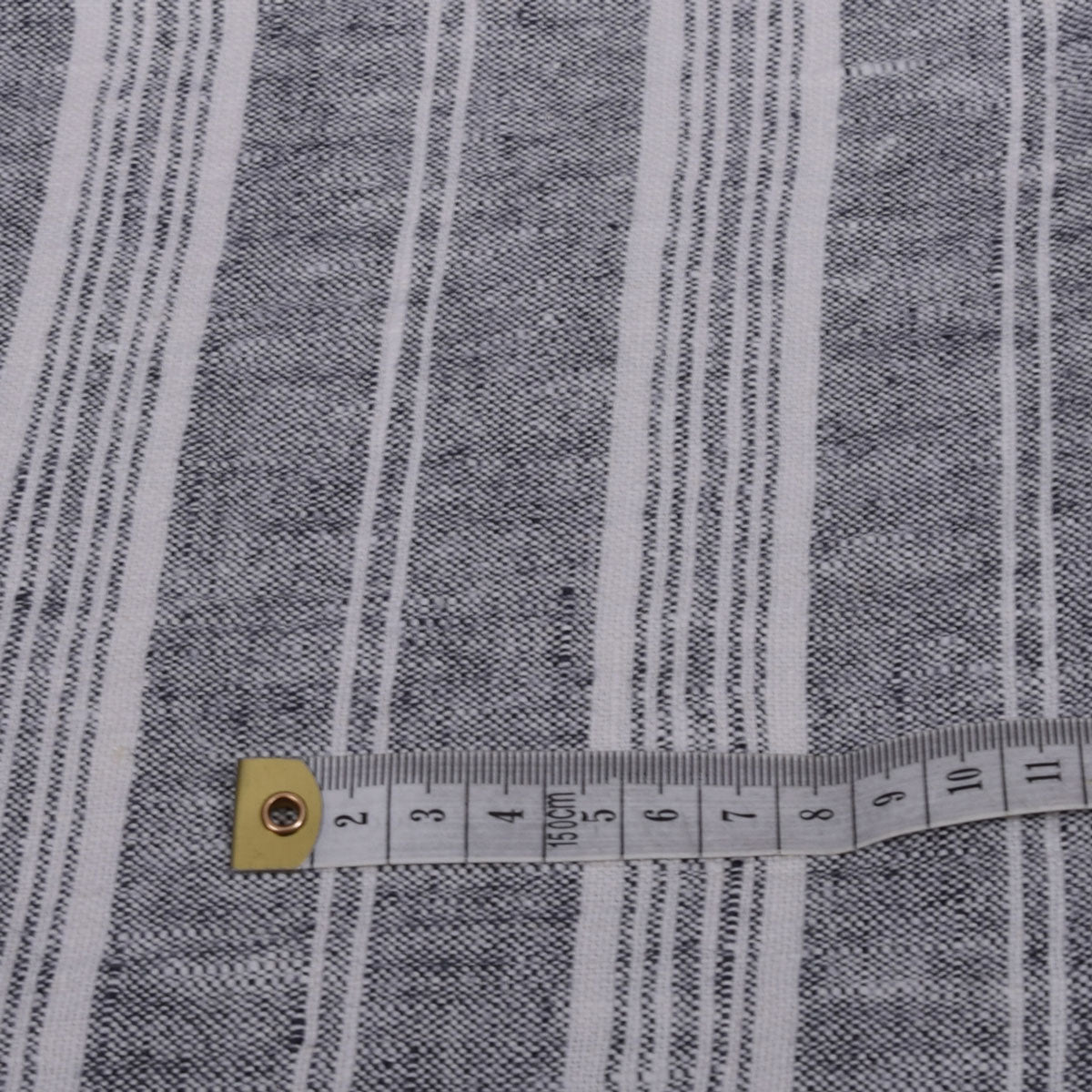 Multistriped - black white - linen fabric -710H