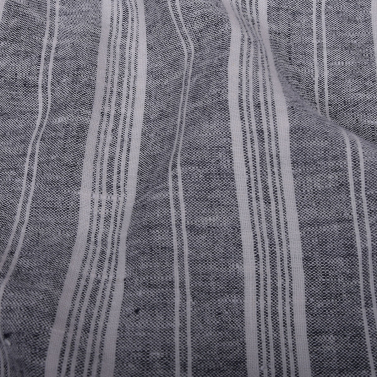 Multistriped - black white - linen fabric -710H