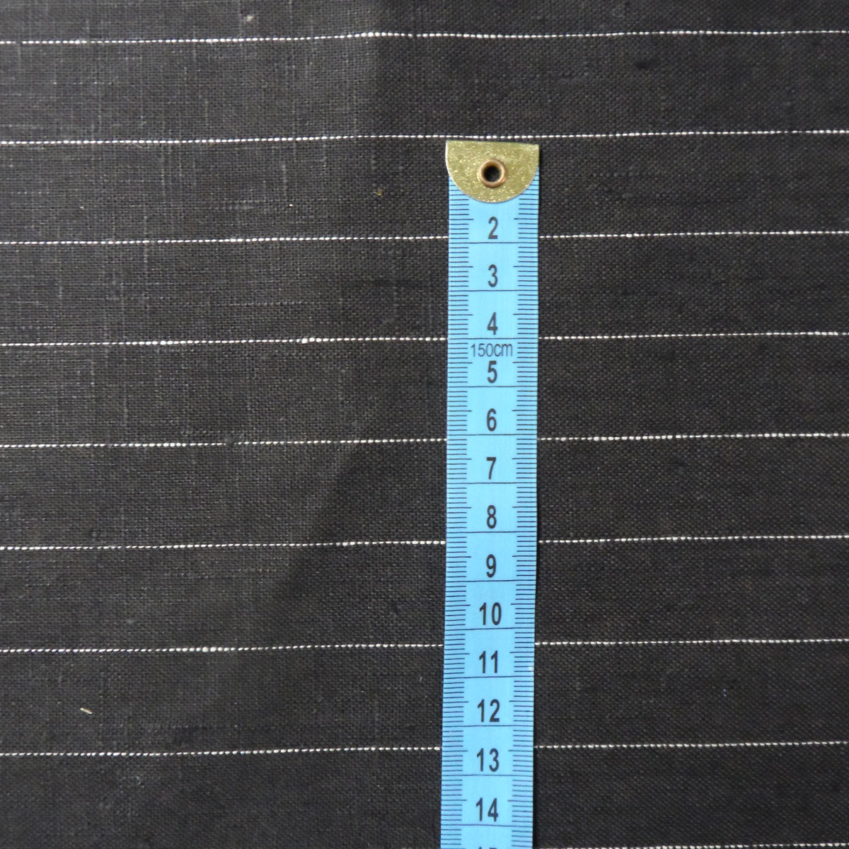 Striped black white - linen fabric - 258P